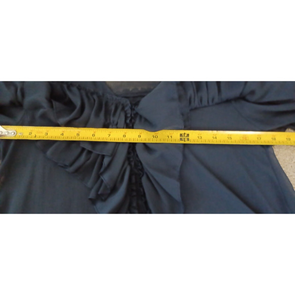 Zara Ruffled Sheer Blouse Black Long Sleeves Size Small NWT - Picture 9 of 10